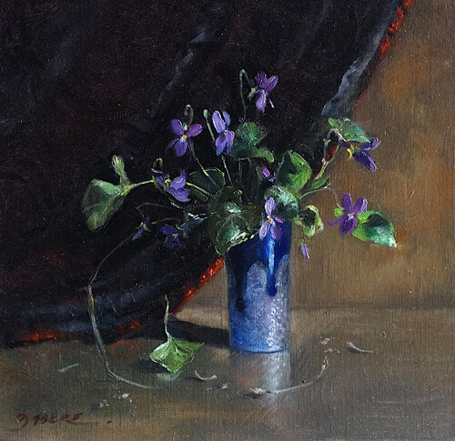 Violettes au verre de Murano by PASCAL DABERE, Painting for Sale on Select