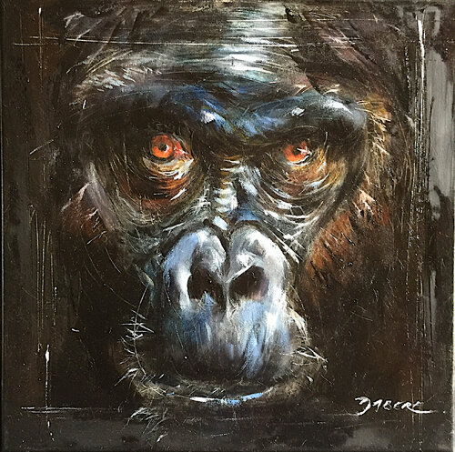 LE CHIMPANZE (Hommage à JANE GOODALL) by PASCAL DABERE, Painting for Sale on Select
