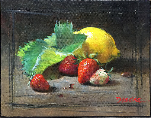 Fraises et citron by PASCAL DABERE, Painting for Sale on Select