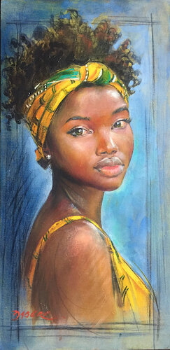 Célia au turban jaune by PASCAL DABERE, Painting for Sale on Select