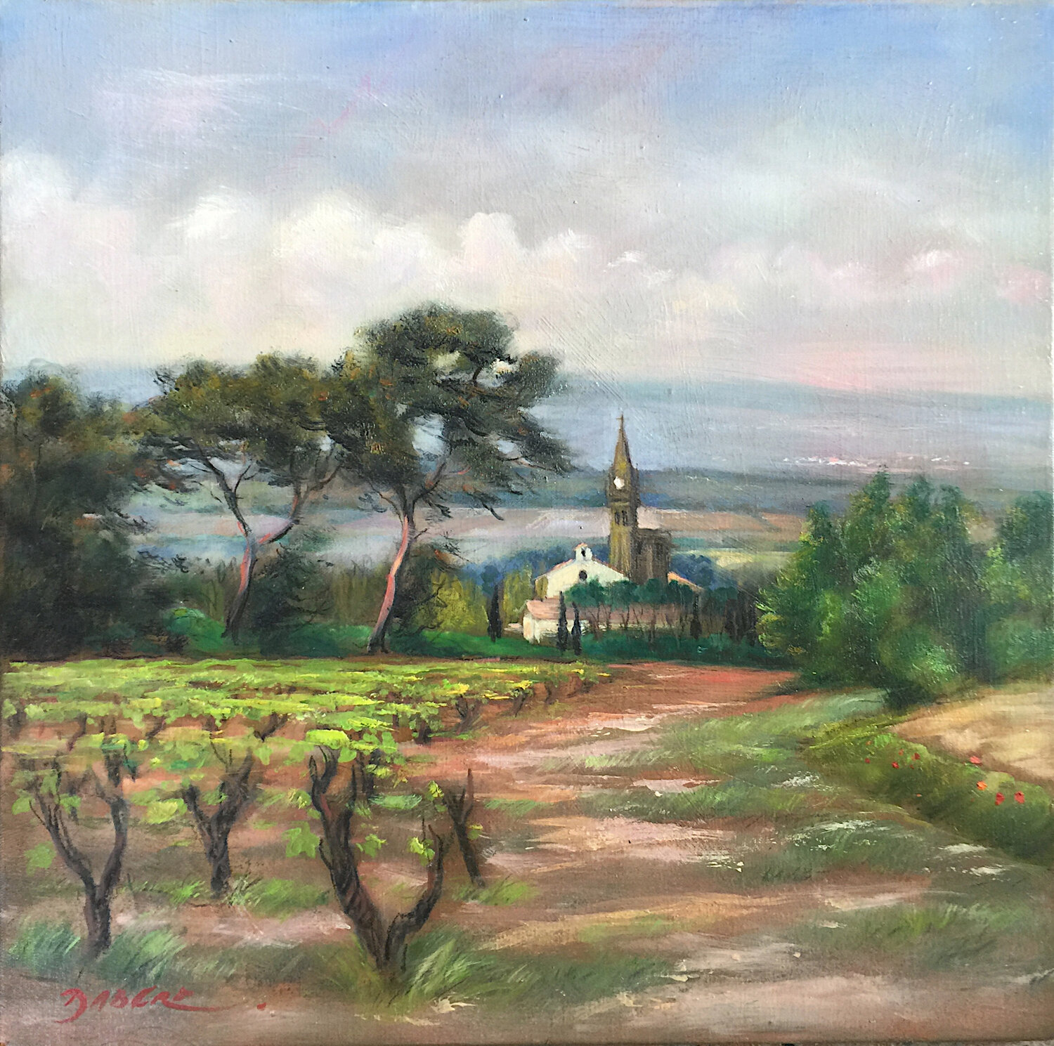 Clocher dans les Corbières PASCAL DABERE Original painting for sale