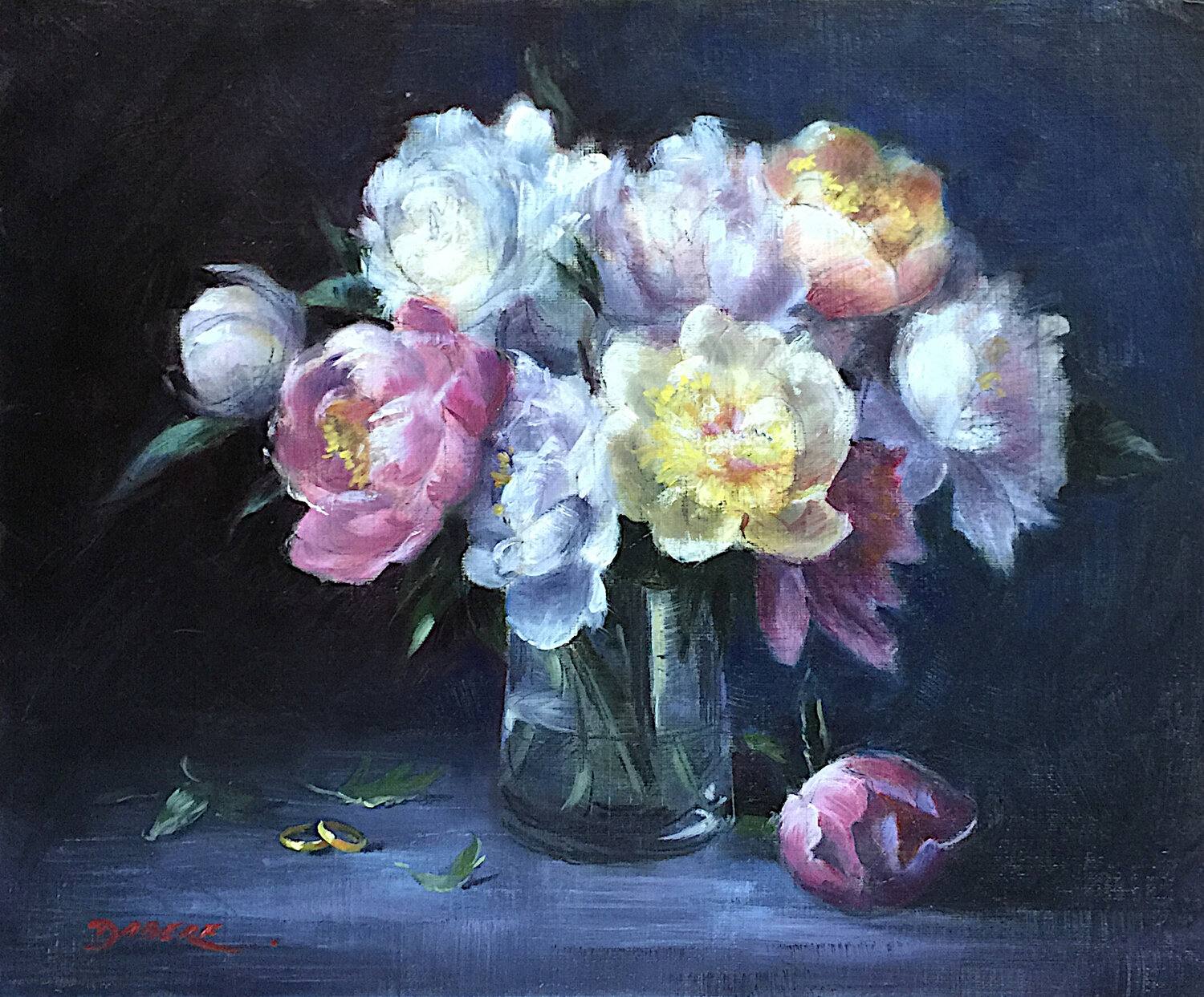 Pivoines aux alliances PASCAL DABERE Original painting for sale
