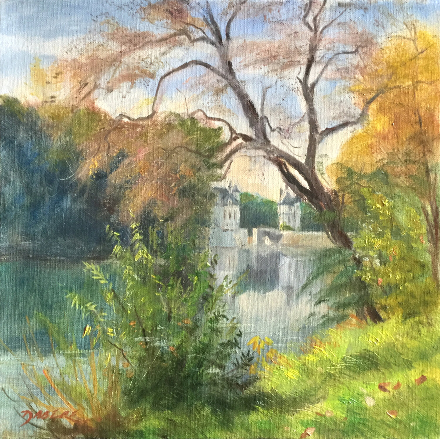 Balade romantique à Chenonceau PASCAL DABERE Original painting for sale