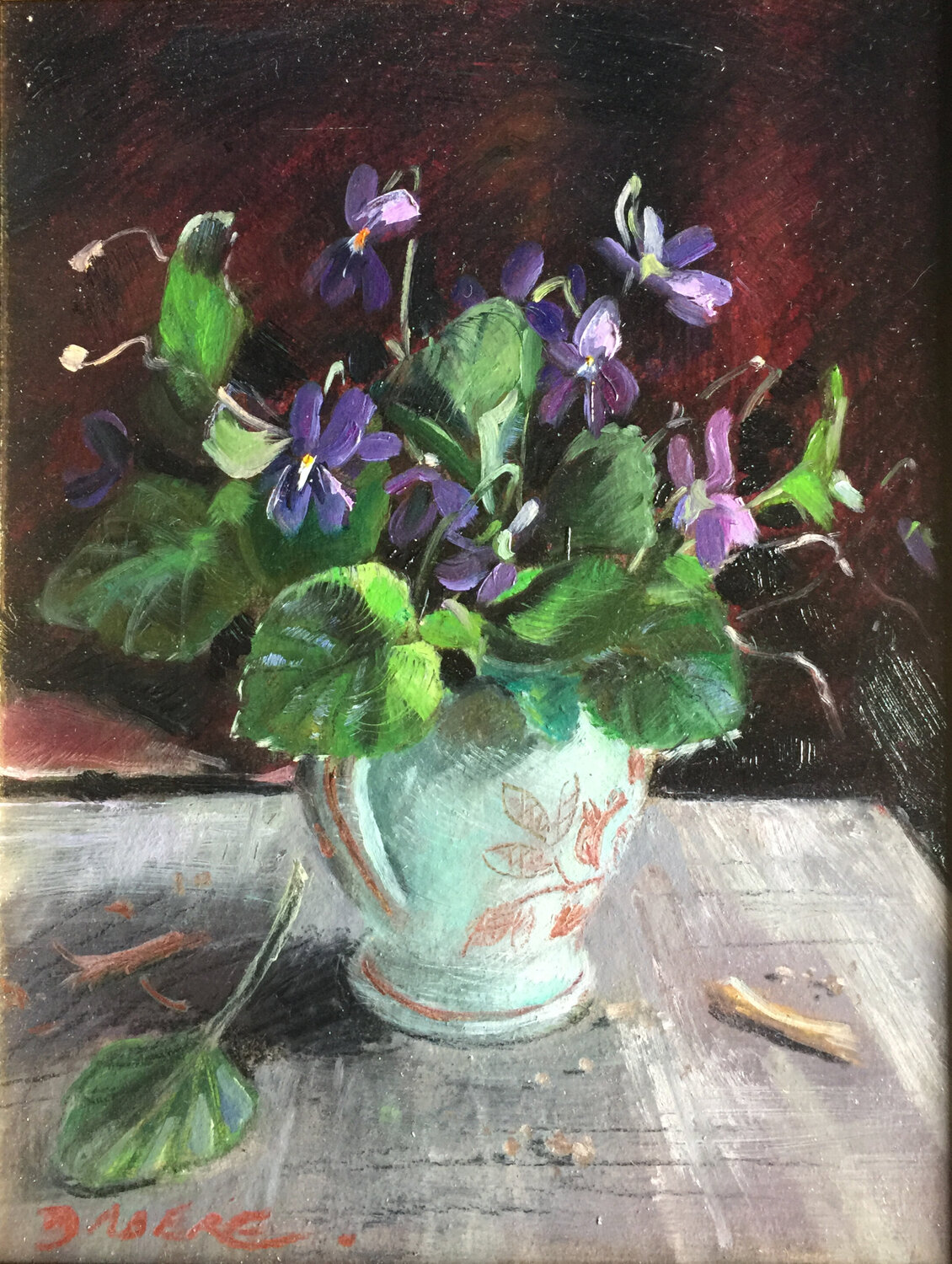 Les violettes, fleurs de printemps PASCAL DABERE Original painting for sale