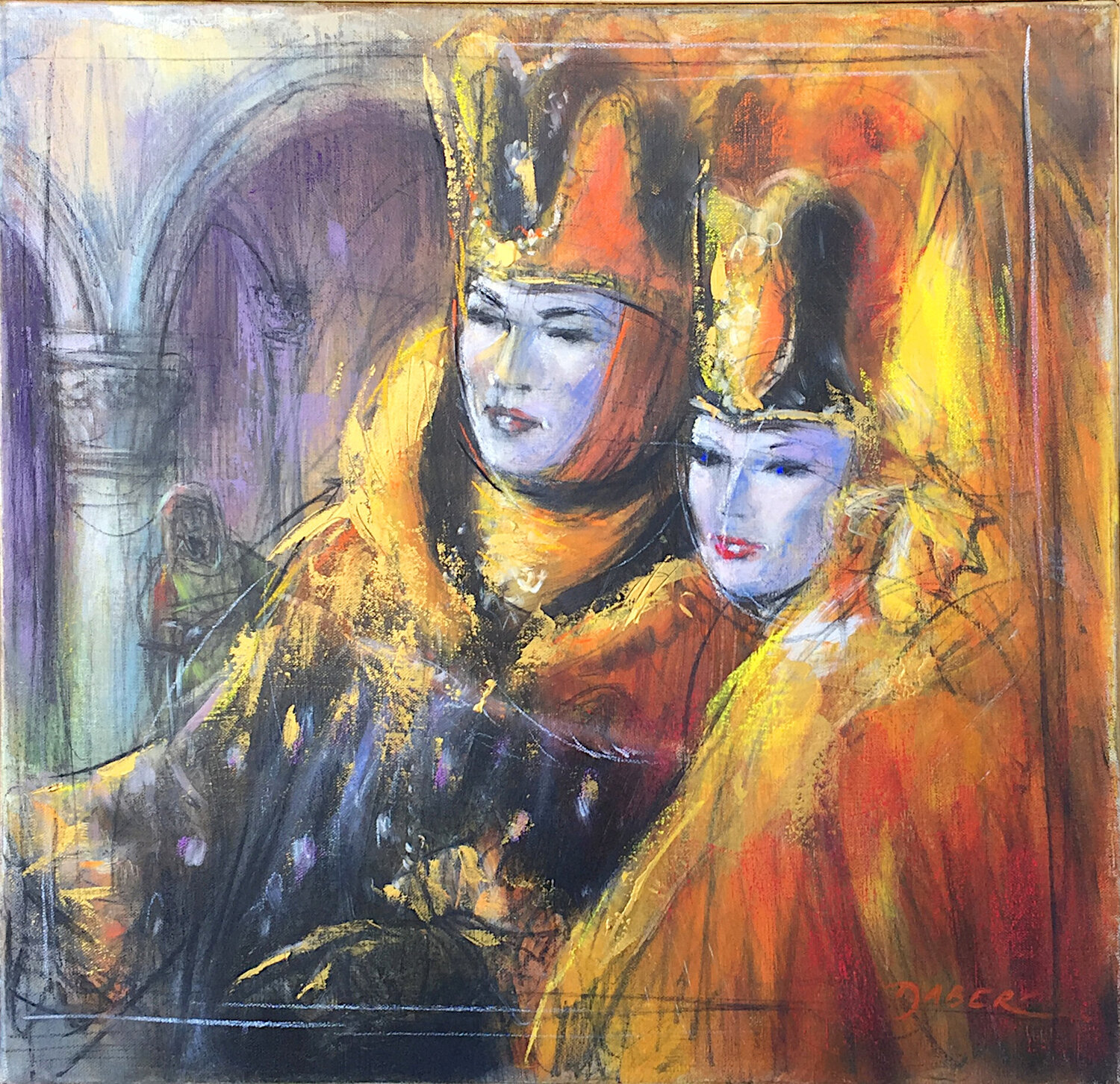Carnaval de Venise - Les amoureux PASCAL DABERE Original painting for sale