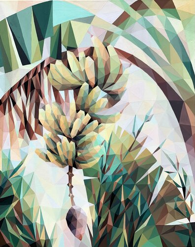 TROPICAL LANDSCAPE WITH BANANA FLOWER by Tuzhilkina Maria, Painting for Sale on Select