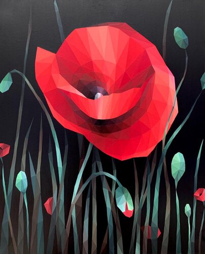 SCARLET POPPY ON A BLACK BACKGROUND von Tuzhilkina Maria, Malerei kaufen auf Select