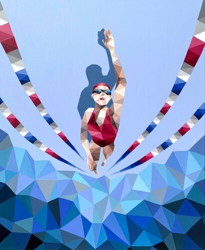 IN THE SWIMMING POOL by Tuzhilkina Maria, Painting for Sale on Select