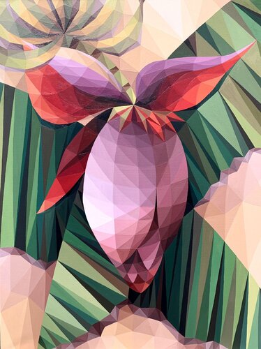 TROPICAL BURGUNDY BANANA FLOWER by Tuzhilkina Maria, Painting for Sale on Select