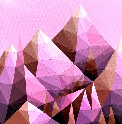 PINK SUNSET IN THE MOUNTAINS by Tuzhilkina Maria, Painting for Sale on Select