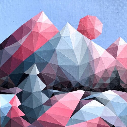 PINK SUNSET IN THE MOUNTAINS by Tuzhilkina Maria, Painting for Sale on Select