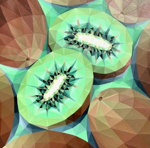 ABSTRACT GREEN KIWI FRUIT by Tuzhilkina Maria, Painting for Sale on Select