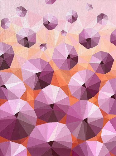 ORANGE SUMMER IN PINK-BURGUNDY CIRCLES by Tuzhilkina Maria, Painting for Sale on Select