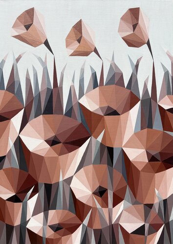 GEOMETRIC TERRACOTTA FLOWERS by Tuzhilkina Maria, Painting for Sale on Select