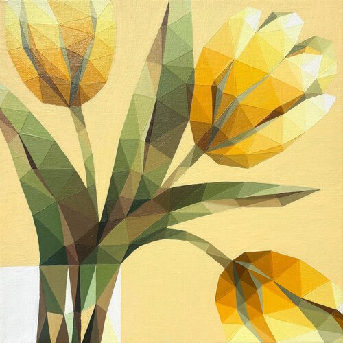 YELLOW SUNNY TULIPS IN A VASE by Tuzhilkina Maria, Painting for Sale on Select