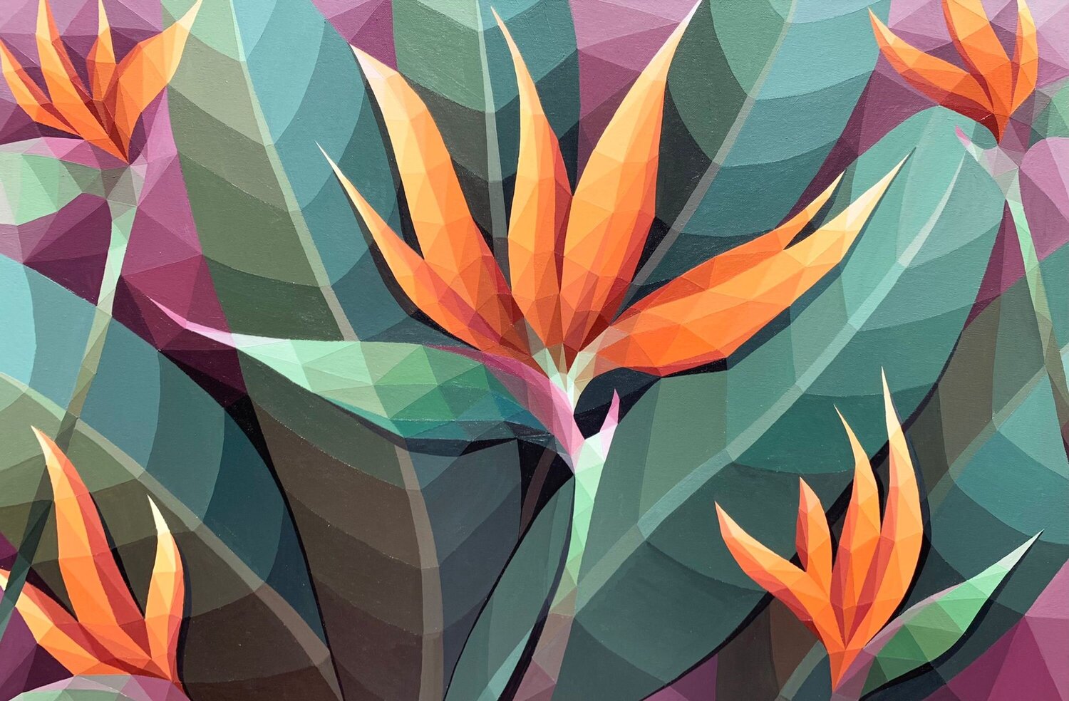 STRELITZIA ORANGE FLOWER Tuzhilkina Maria Original painting for sale