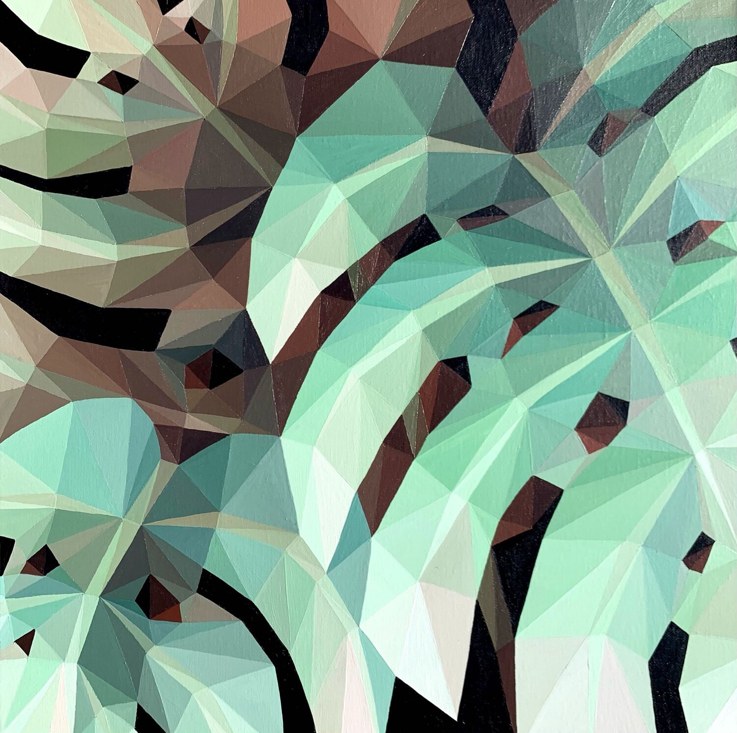 GREEN MONSTERA LEAVES Tuzhilkina Maria Original painting for sale