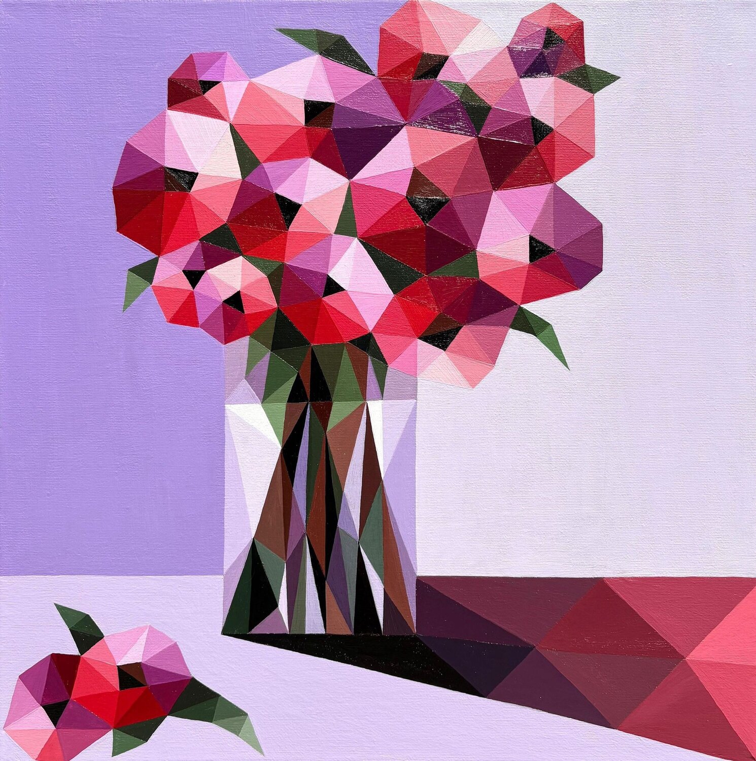 RED ROSES ON PURPLE Tuzhilkina Maria Original painting for sale
