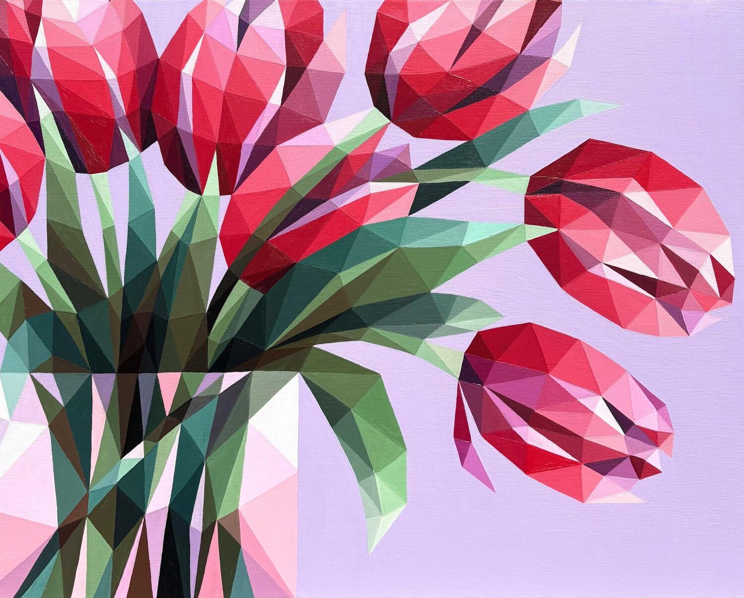 RED TULIPS IN A VASE Tuzhilkina Maria Original painting for sale