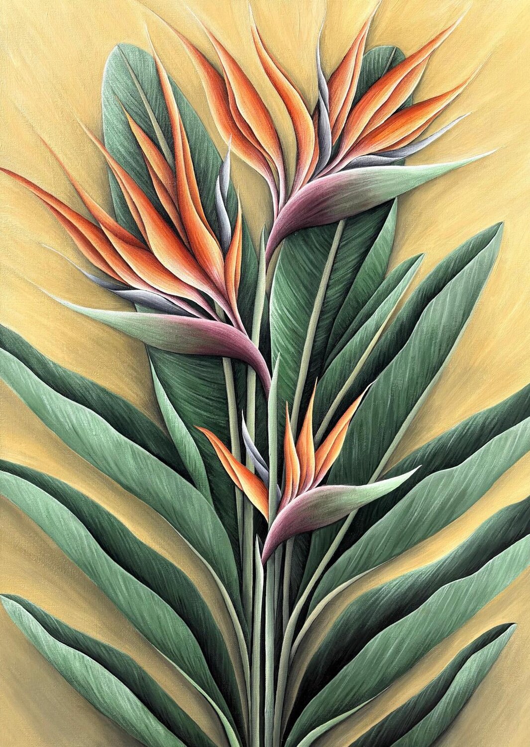 TROPICAL ORANGE STRELITZIA Tuzhilkina Maria Original painting for sale
