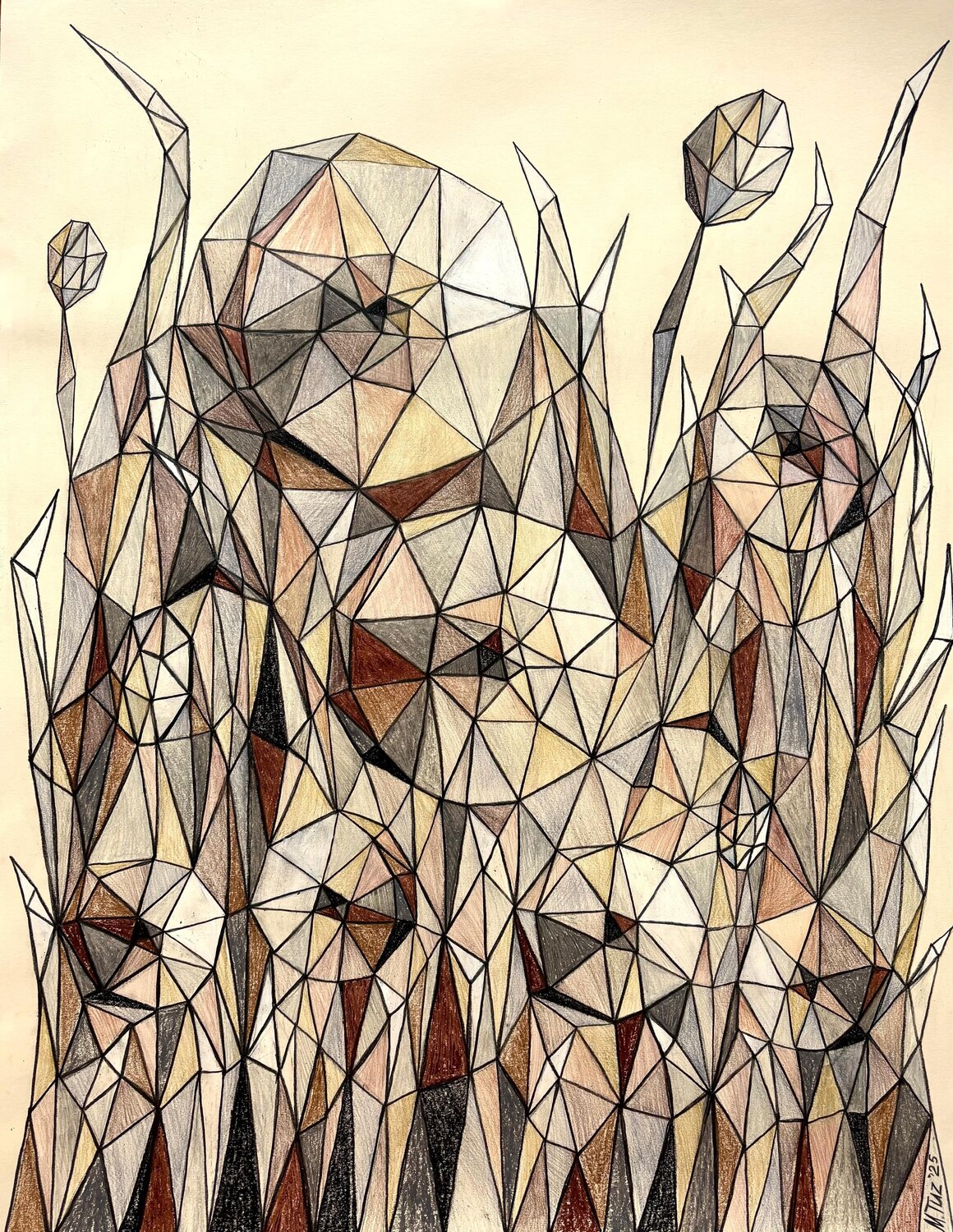 DANCE OF BEIGE FLOWERS Tuzhilkina Maria Drawing for sale