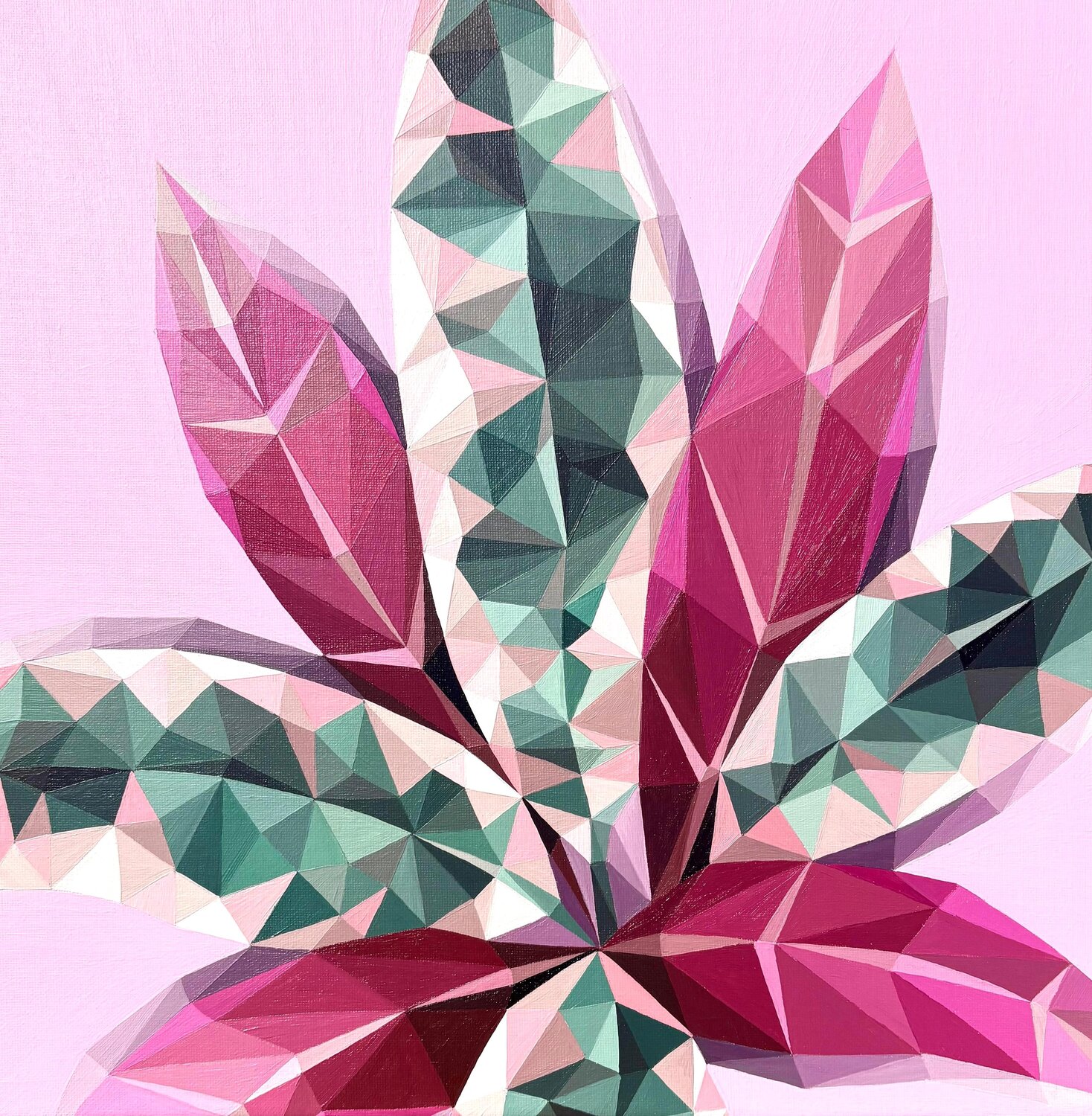 BURGUNDY AND GREEN TROPICAL LEAVES Tuzhilkina Maria Original painting for sale