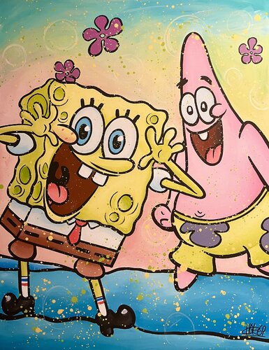 «Sponges and Starfish» feat. Spongebob Squarepants by CHORGY, Painting for Sale on Select