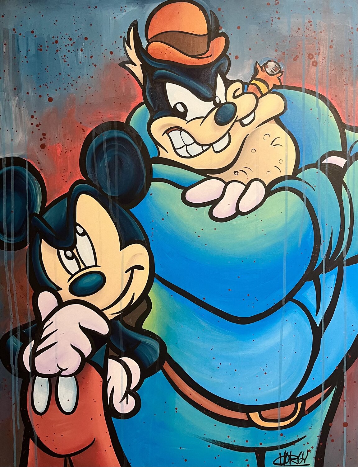 «Friend or Foe» feat. Mickey Mouse/Peg Leg Pete (Disney) CHORGY Original painting for sale