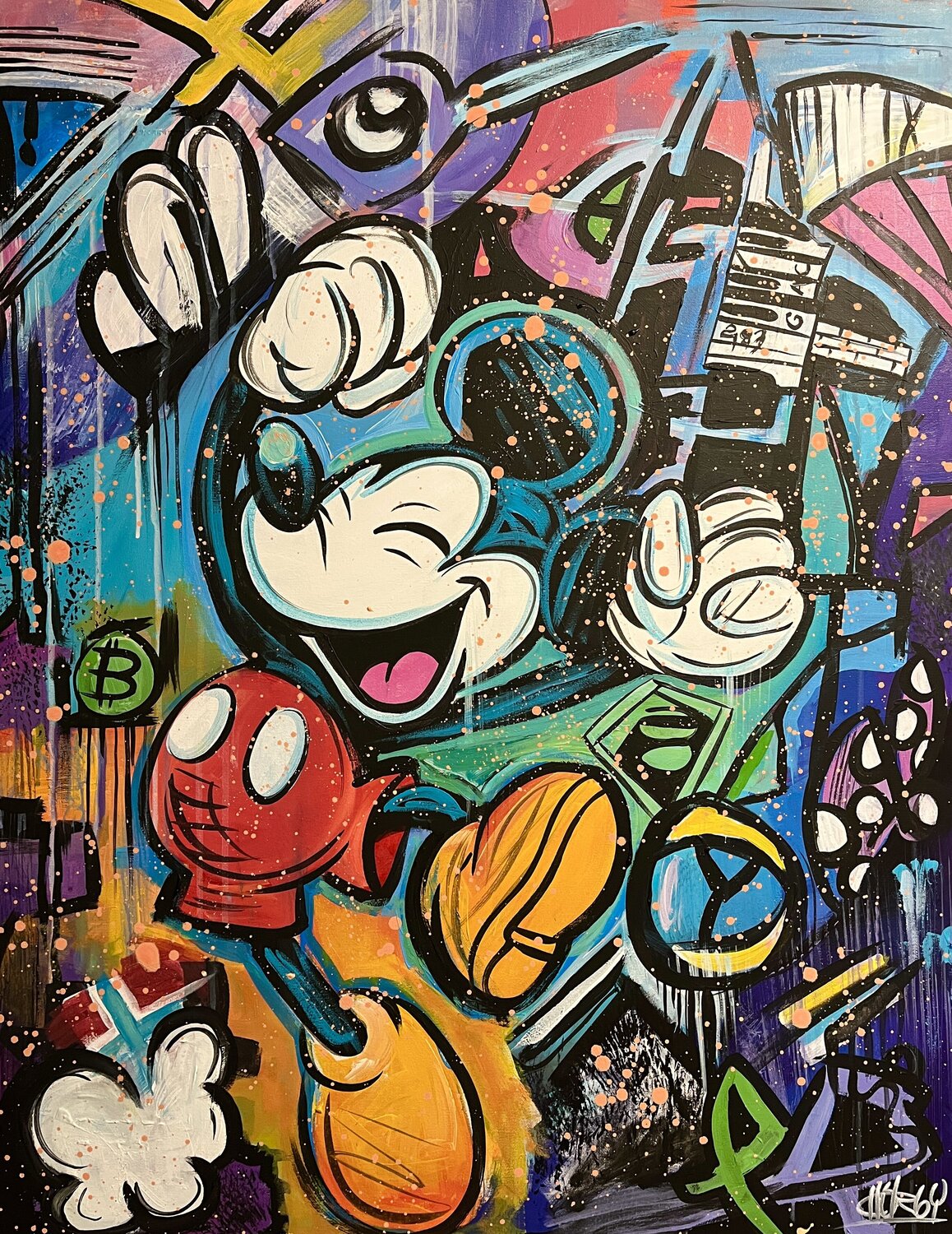 «Mickey Neon Madness» feat. Mickey Mouse (Disney) CHORGY Original painting for sale