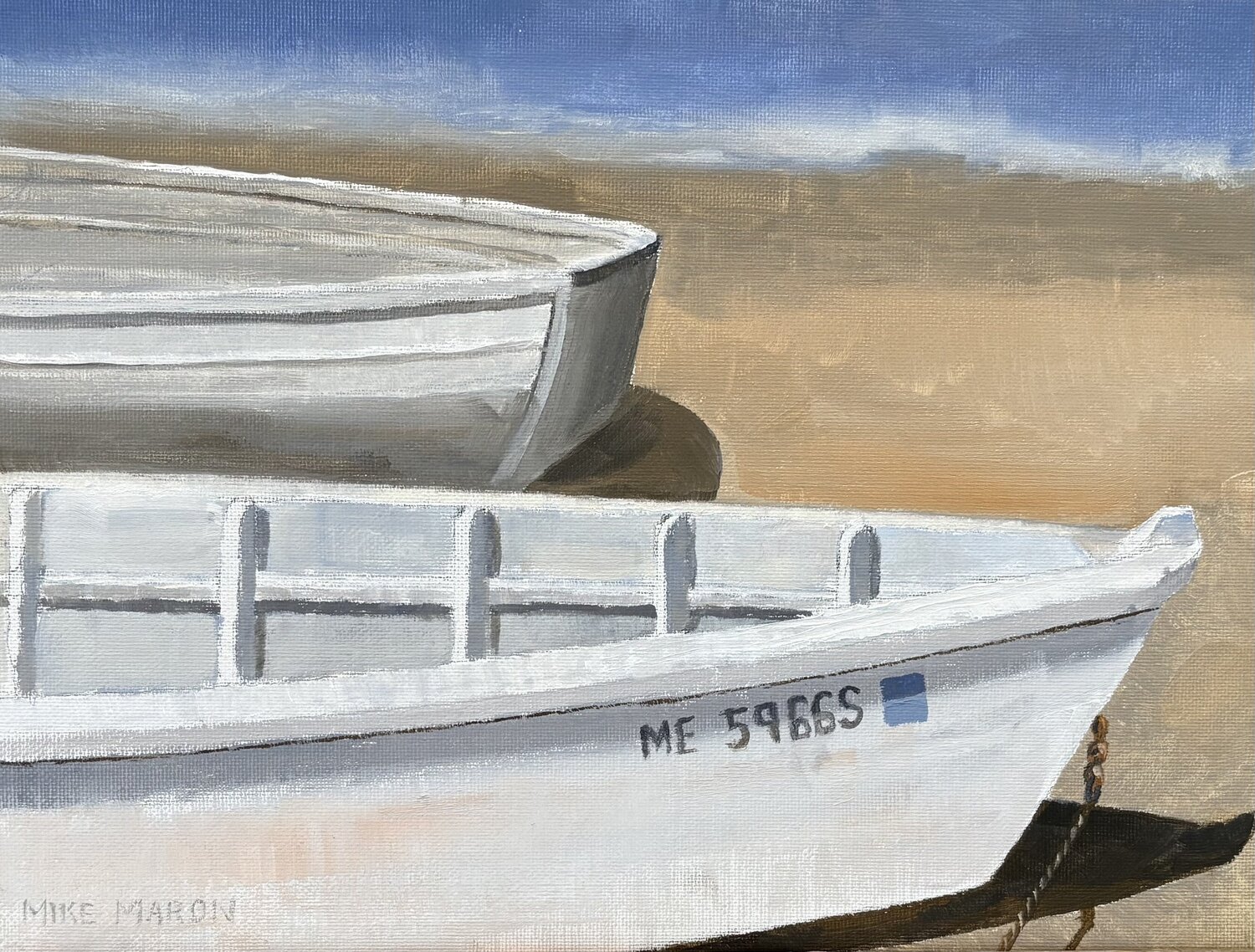 Skiffs at Pine Point Michael Maron Original painting for sale
