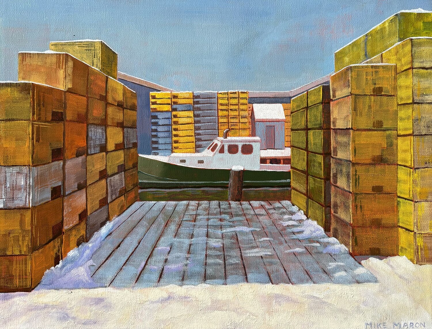 A View from Widgery Wharf Michael Maron Original painting for sale