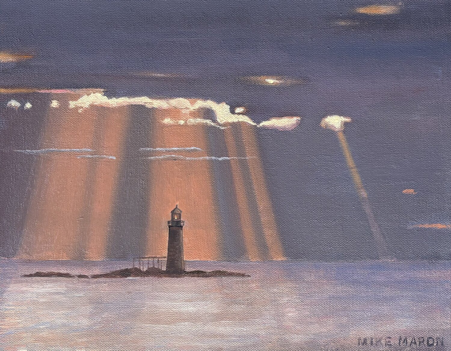 Ram Island Light Michael Maron Original painting for sale