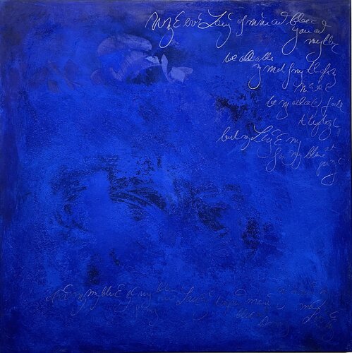 Blue words by Isabel Kleinert, Painting for Sale on Select