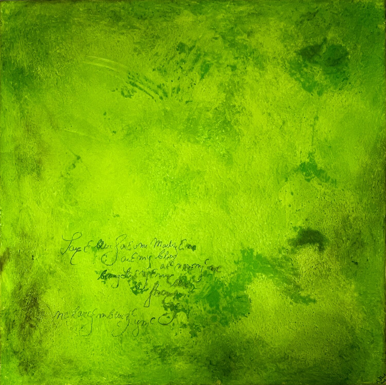 Lime-green 100 read me Isabel Kleinert Original painting for sale