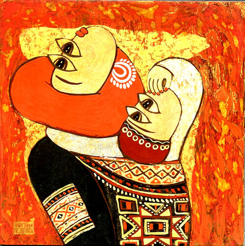 Mother and son by Bui Trong Du, Painting for Sale on Select