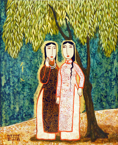 Couple of friends by Bui Trong Du, Painting for Sale on Select