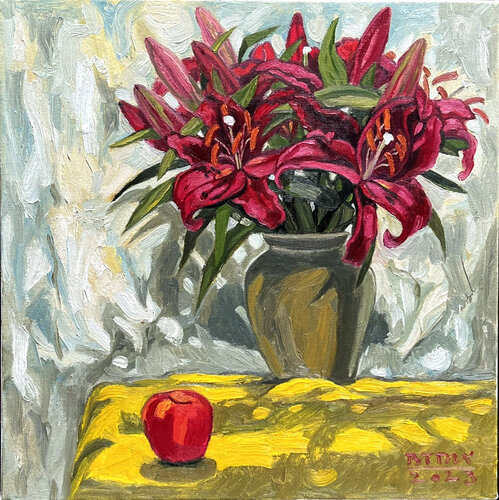Red lilies by Bui Trong Du, Painting for Sale on Select