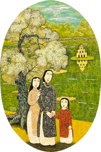 Be side Hoan Kiem Lake by Bui Trong Du, Painting for Sale on Select