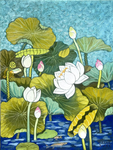 Lotus pond von Bui Trong Du, Malerei kaufen auf Select