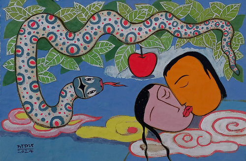 The First Love by Bui Trong Du, Painting for Sale on Select