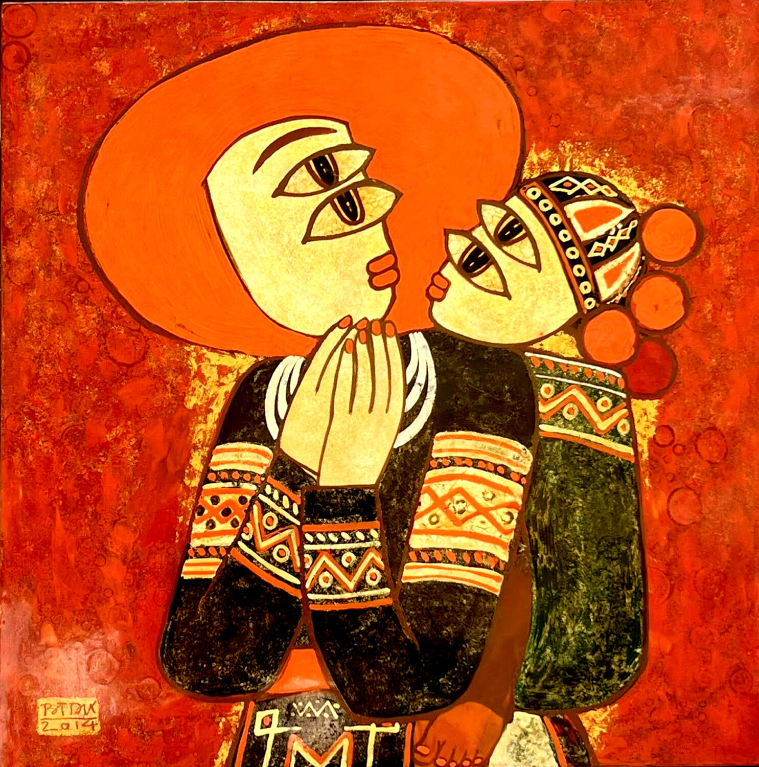 Mother and son 2 Bui Trong Du Original painting for sale
