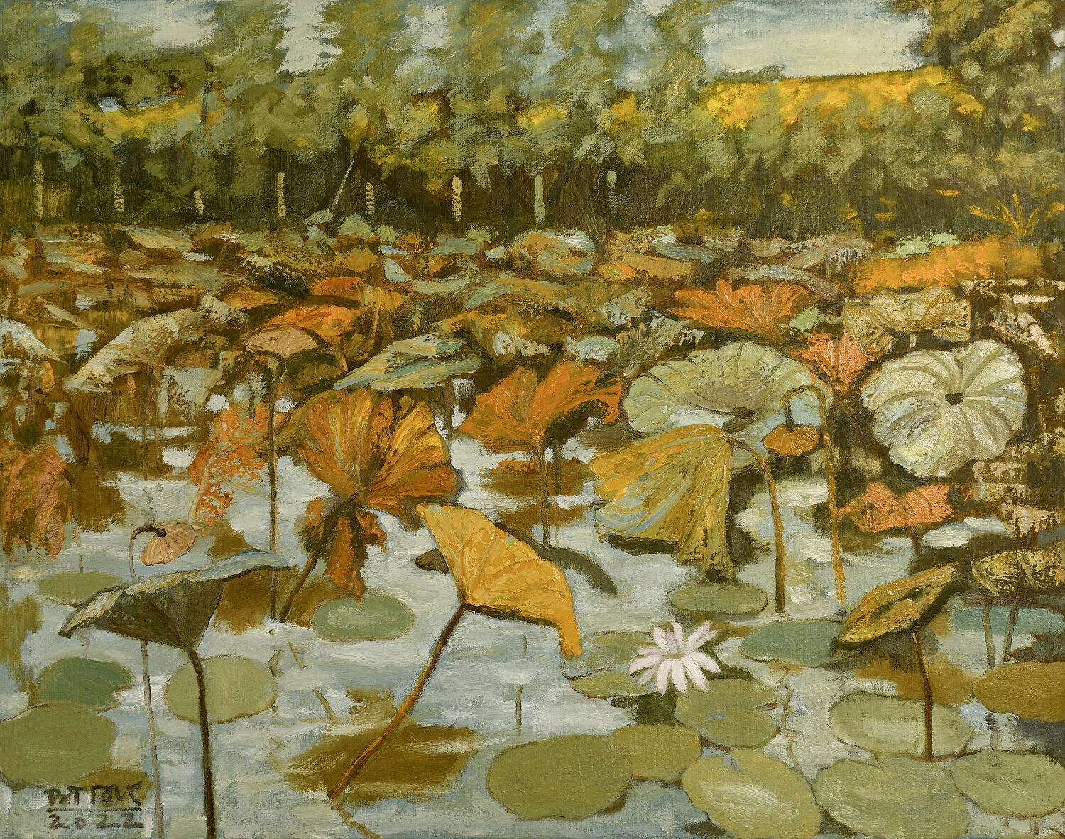 Autumn pond Bui Trong Du Original painting for sale