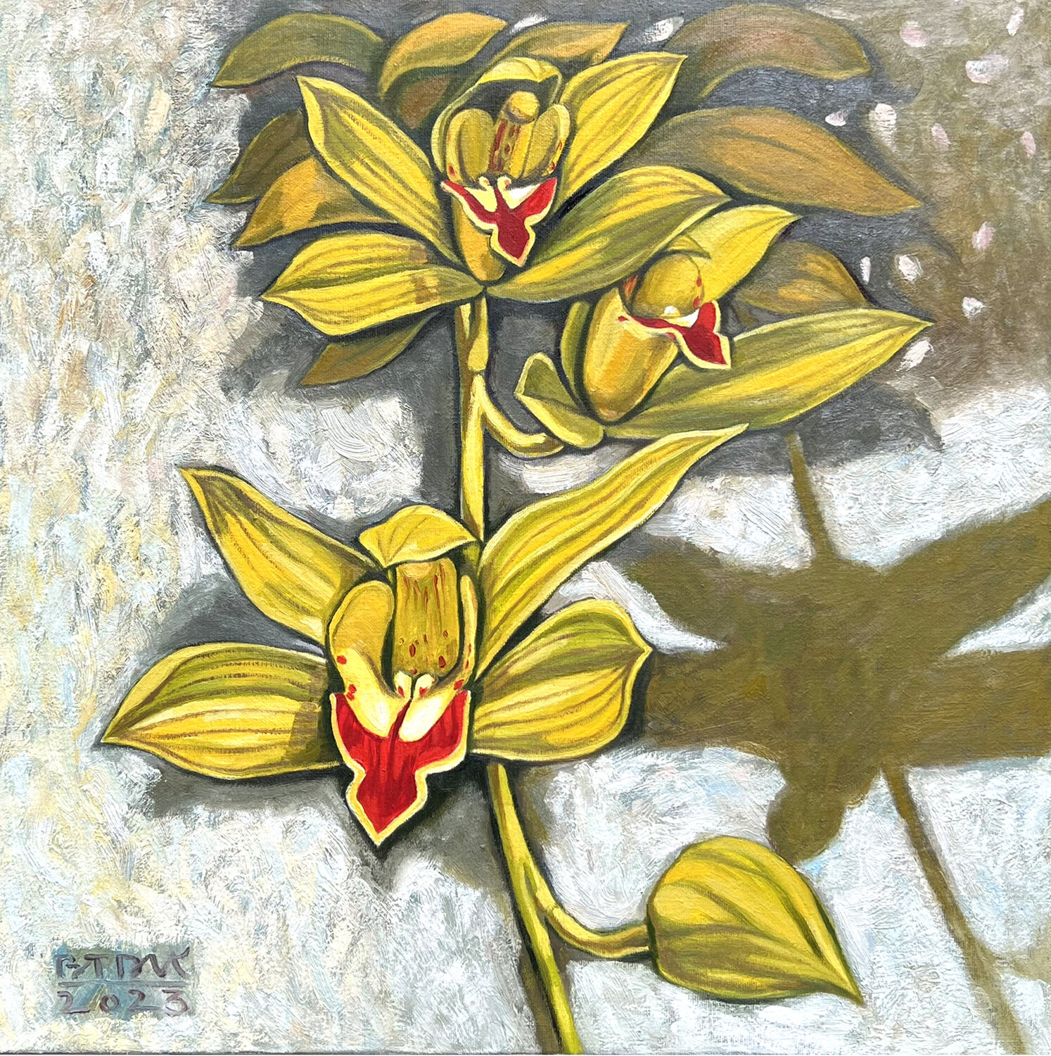 Tran mong cymbidium flower No6 Bui Trong Du Original painting for sale