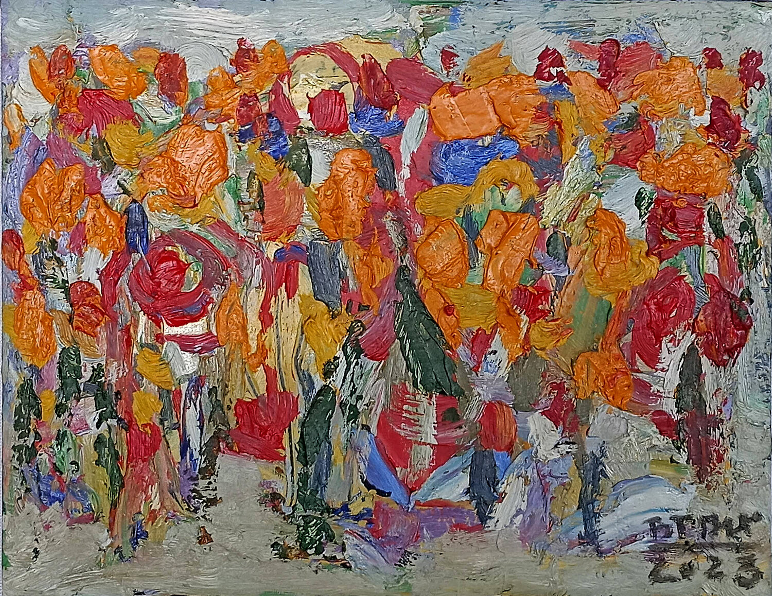 Flower Garden Bui Trong Du Original painting for sale
