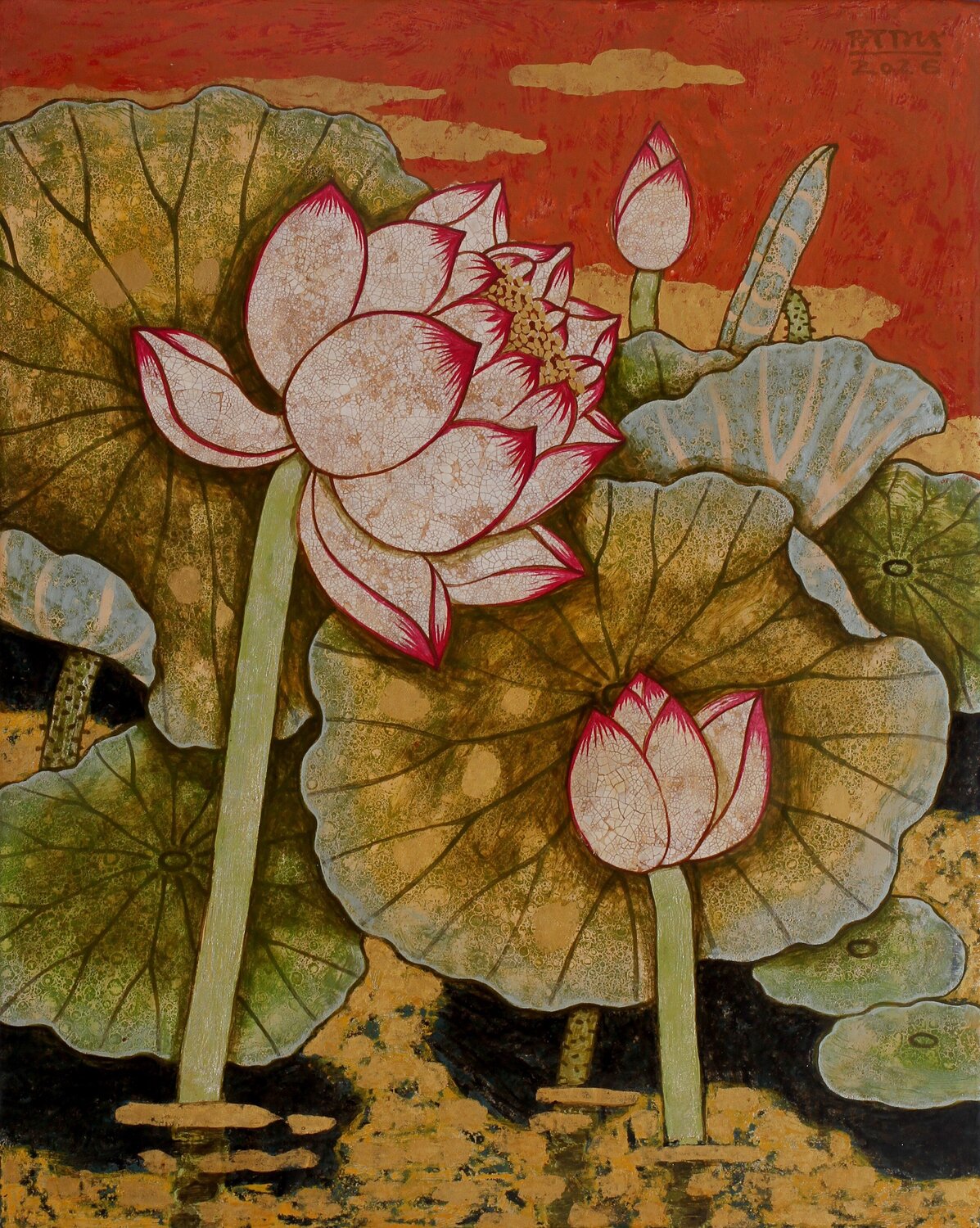 Lotus Bui Trong Du Original painting for sale