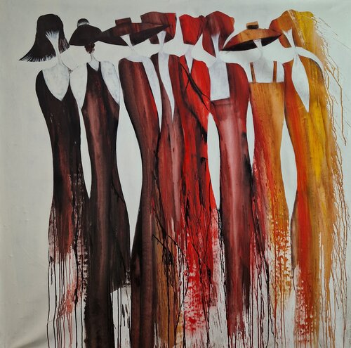 Ladies in Red by Friedrich Wurm, Painting for Sale on Select