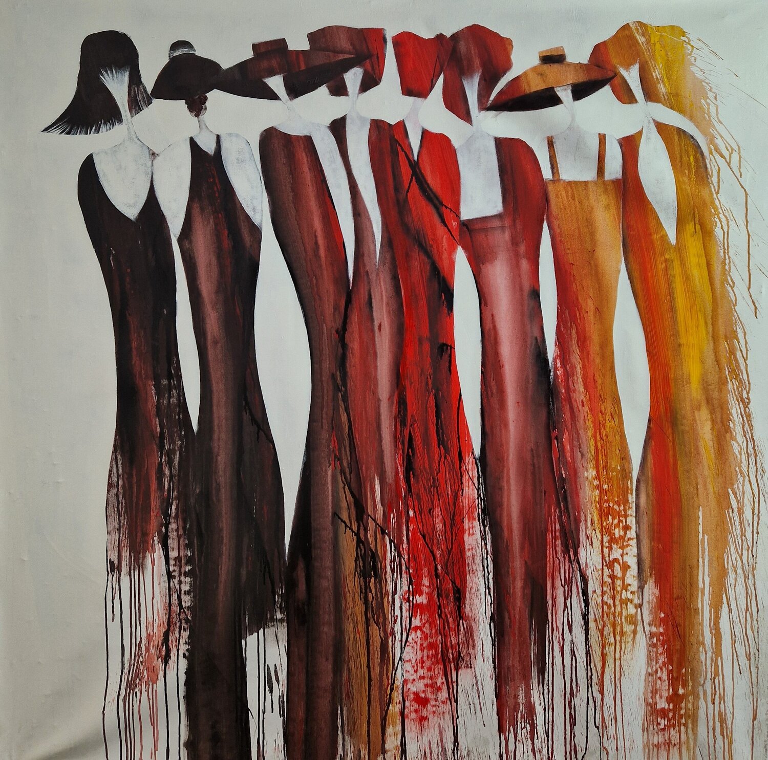 Ladies in Red Friedrich Wurm Original painting for sale
