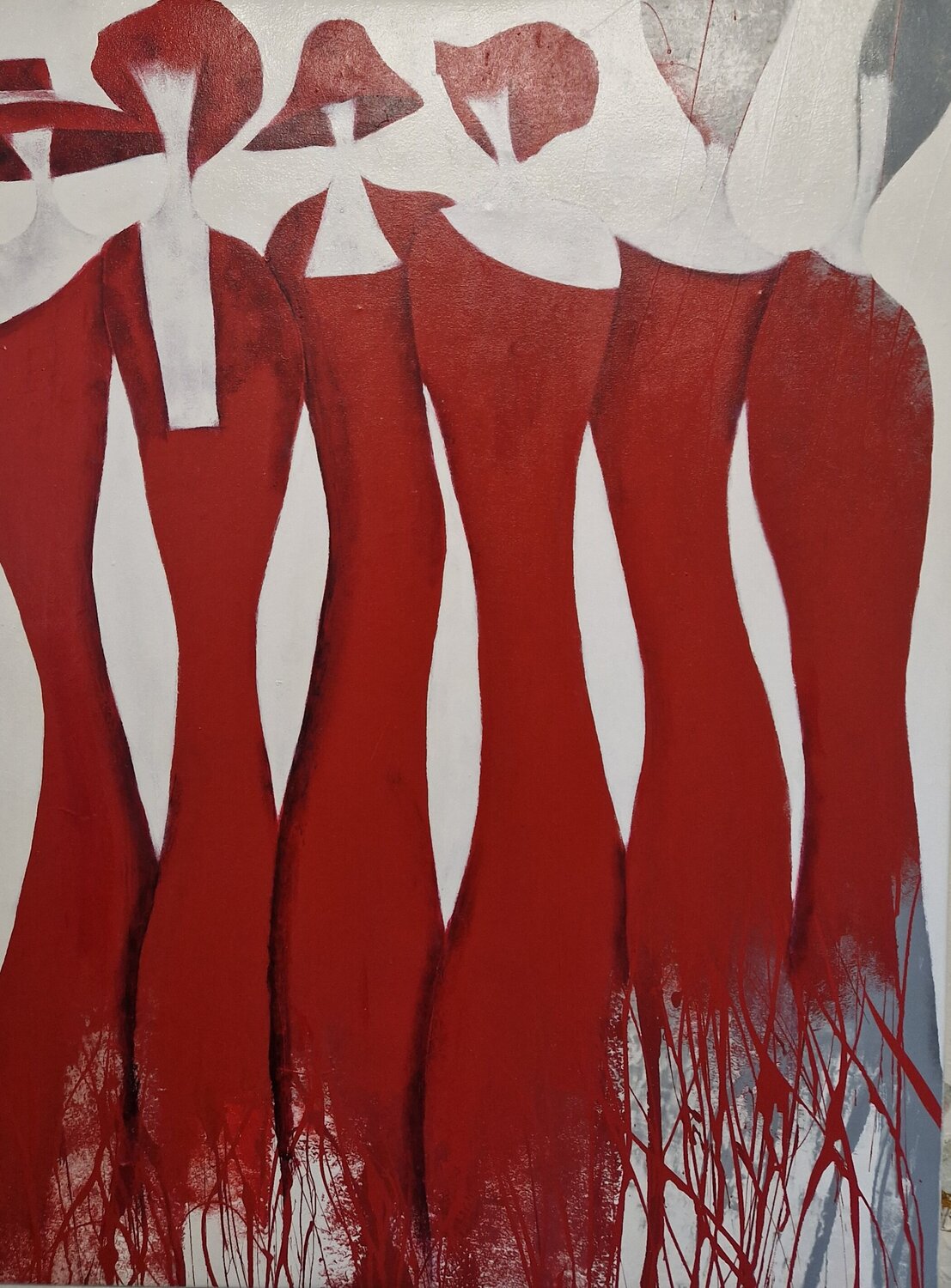 Ladies in Red Friedrich Wurm Original painting for sale