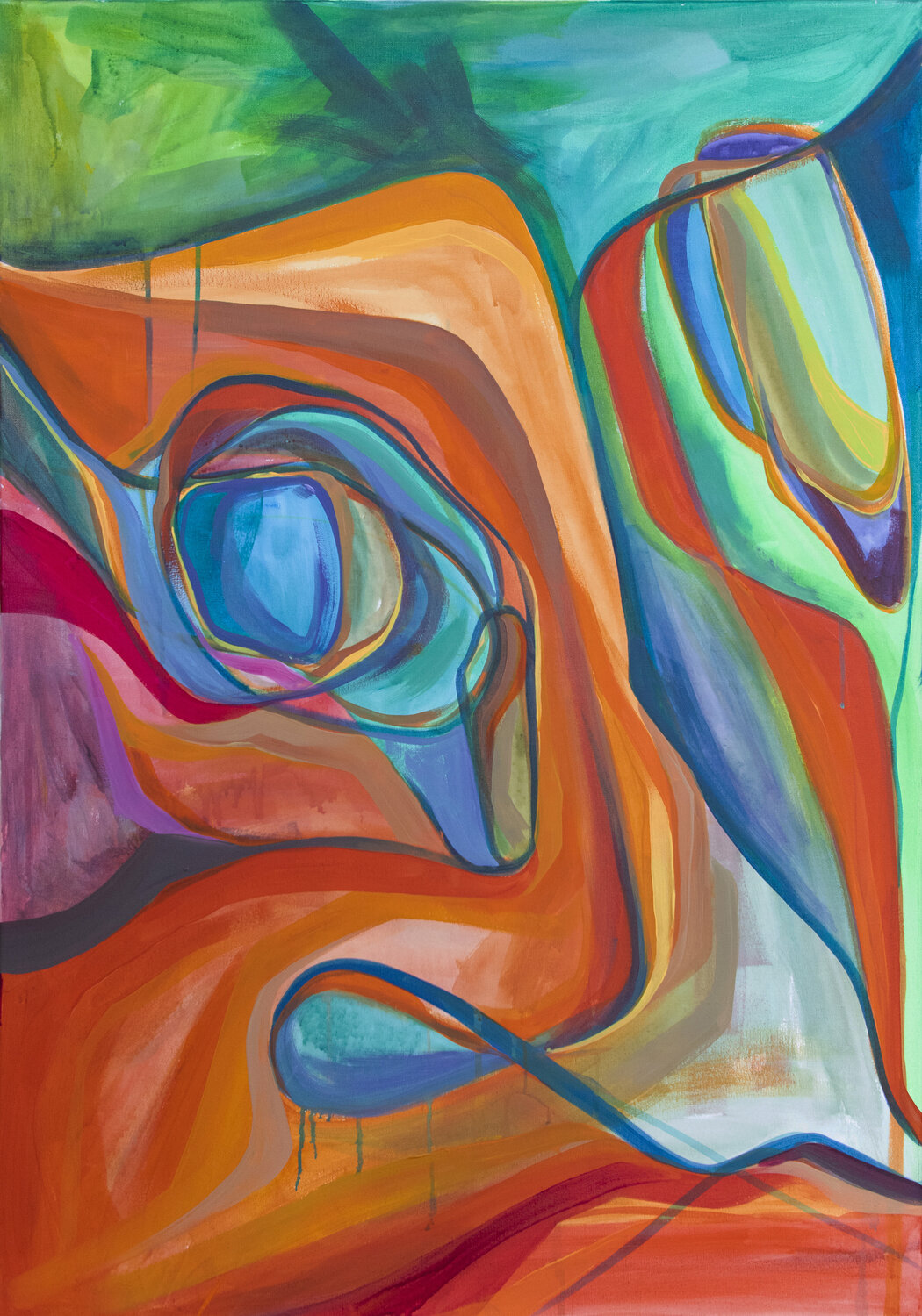 Orange Giant/Face of Mood - Orange Olja Mesec Original painting for sale