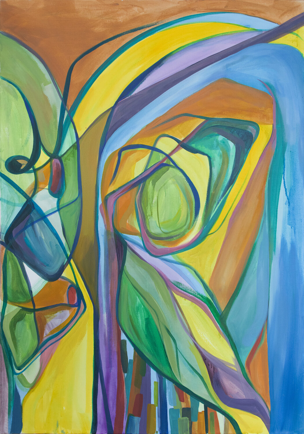Yellow Giant/Face of Mood - Yellow Olja Mesec Original painting for sale